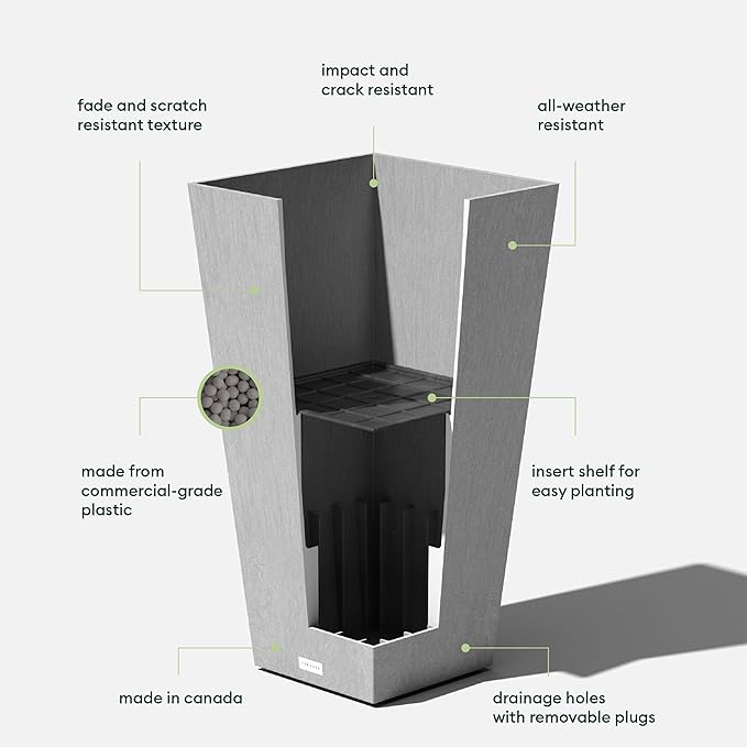 Veradek V-Resin Indoor/Outdoor Taper Planter, Set of 2 (30 inch, Grey)