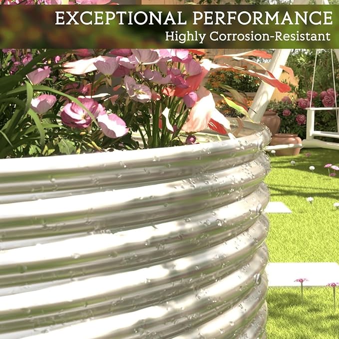 2 Pack 4x2FT Tall Galvanized Raised Garden Bed Outdoor,Metal Garden Bed for Vegetables,Steel Raised Beds for Gardening,Above Ground Garden Box for Flower