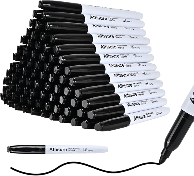 Permanent markers, 100 packspermanent markers bulk, quick dryingin one second, waterproof, smooth, noteasy to erase, durable, can be markedon glass, tiles and cloth, office supplies