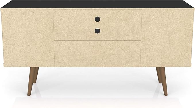 Manhattan Comfort Liberty Mid Century Modern TV Stand for Televisions up to 50 Inches, Bedroom and Living Room Entertainment Center with Storage, Shelves, and Cabinet, 53" Wide, Black