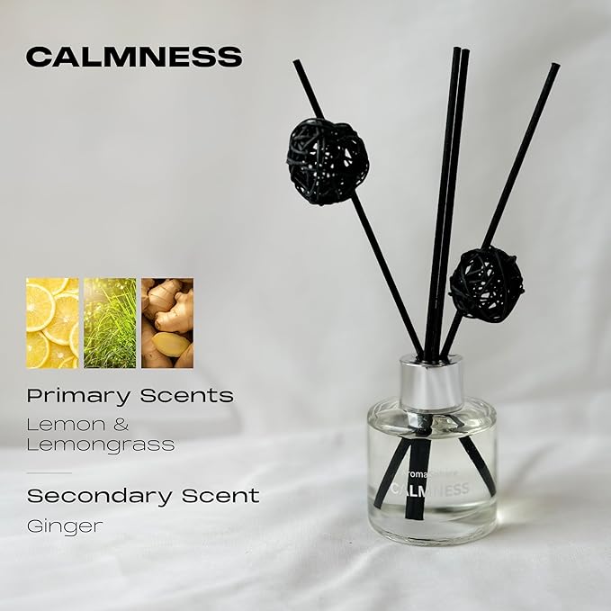Reed Diffuser Set of 3, Eucalyptus Jasmine Lemongrass Aromatherapy Fragrance Oil | 12 Black Reed Sticks and 6 Rattan Balls, 3 x 50ML | Home, Office, Bathroom, Bedroom Essentials | AromaSphere