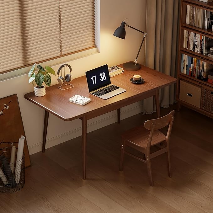 Solid Wood Extendable Dining Table for 4-8 People with Seamless Extension from 47.2 to 63 Inches, Easy Assembly, Expandable Tables for Small Spaces, Dining Room, Kitchen, Living Room, Walnut