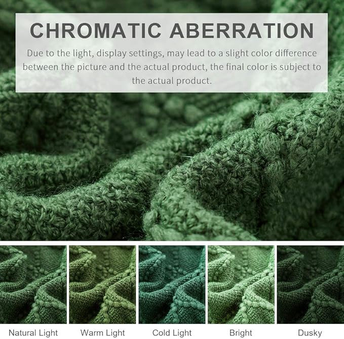 BOURINA Green Throw Blanket 60x80 Inches Throw Textured Solid Soft Sofa Throw Couch Knitted Decorative Blanket