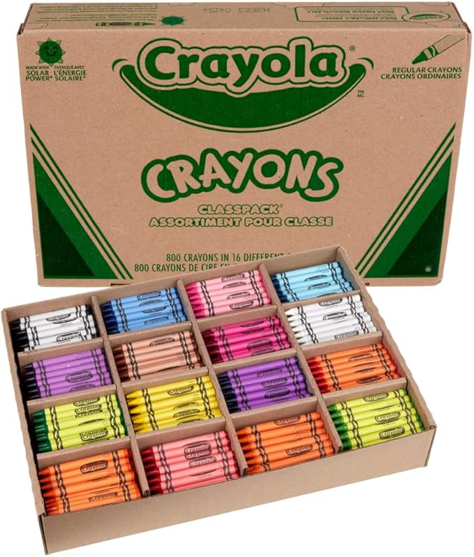 Crayola Bulk Crayon Classpack - 800ct (16 Colors), Bulk Teacher Supplies & Classroom Essentials for Back to School, Arts & Crafts Crayons for Kids, 3+