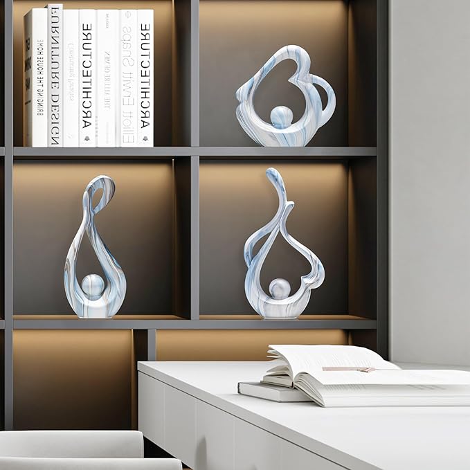 Abstract Sculptures Home Decor Ceramic Statue, Blue Sculpture Coffee Table Decor for Living Room, Dining Room Table Centerpieces, Abstract Art Desktop Decoration