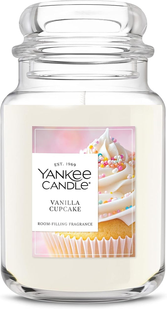 Yankee Candle Large Jar Scented Candle with up to 150 Hour Burn Time, Premium Plant Wax Blend for Consistent Burn, 22 oz Jar Candle with Room Filling Fragrance, Vanilla Cupcake