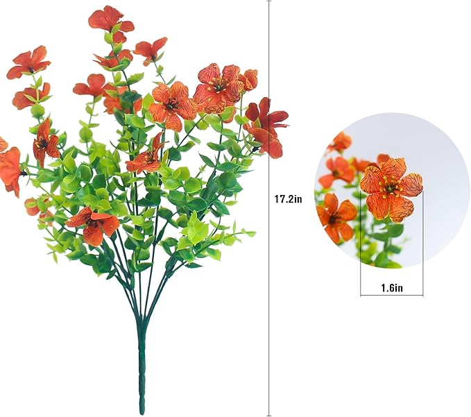 Fake Mums Artificial Outdoor Flowers 12 Bundles Autumn Fall Plants Daisy Faux Orange Blooms for Front Porch Window Box Patio Table Centerpieces Decor(Orange Daisy)