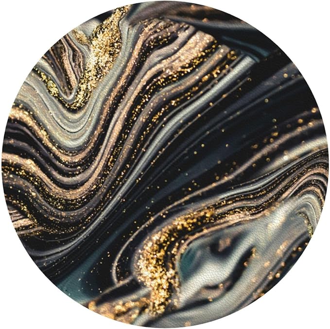 Black Gold Marble Style Coasters Set of 6 Coasters for Drinks Absorbent Double-Sided Leather PVC Coaster for Tabletop Protection Coffee Table Decor Ideal for Home Decor House Warming Gifts
