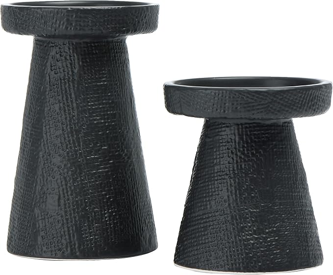 Main + Mesa Stoneware Pillar & Taper Candle Holders, Set of 2