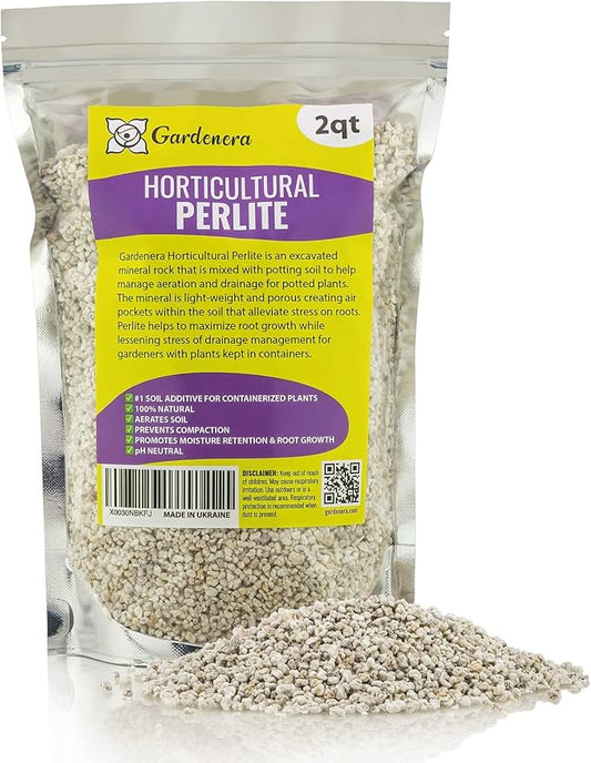 Organic Perlite — Medium/Fine Grade Horticultural Soil Amendment for Indoor & Outdoor Container Plants for Drainage Management and Enhanced Growth (3 Quart)