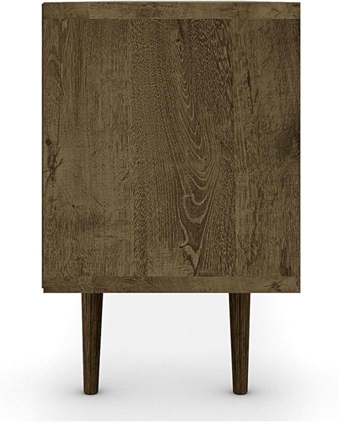 Manhattan Comfort Liberty Mid Century Modern TV Stand for Televisions up to 65 Inches, Bedroom and Living Room Entertainment Center with Storage, Shelves, and Cabinet, 71" Wide, Rustic Brown/Yellow