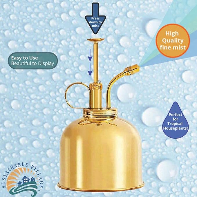 Watering Can Indoor Plants - Brass Plant Mister - Stylish and Rust Resistant Watering Cans for Healthy Hydration - Prevents Overwatering