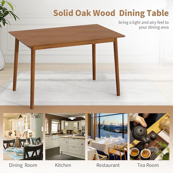 FDW 47 Inches Dining Table, Dining Room for 4 People, Small Rectangular Table for Kitchen, Quick Assembly, Small Spaces Modern Home Furniture Dinner Table, Natural