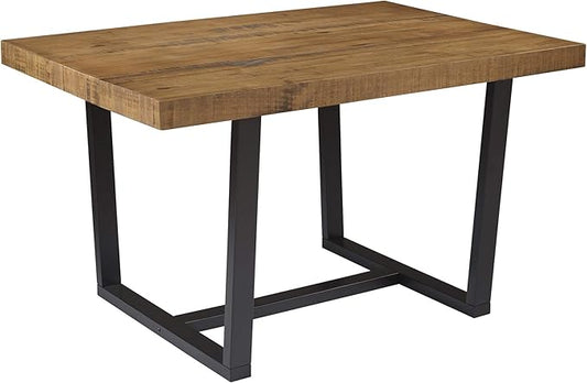 Walker Edison Durango Distressed Solid Wood Dining Table, 52 Inch, Rustic Oak