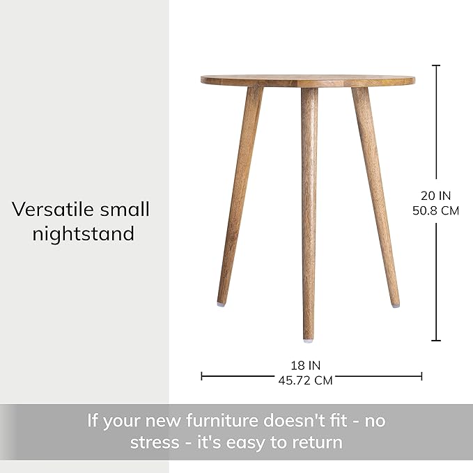 MH London Bond Wooden Triangle End Table - Exclusively Designed Modern Small Side Table. Hand Crafted - Wooden Side Table - Contemporary Design for Small End Tables for Bedroom and Living Room