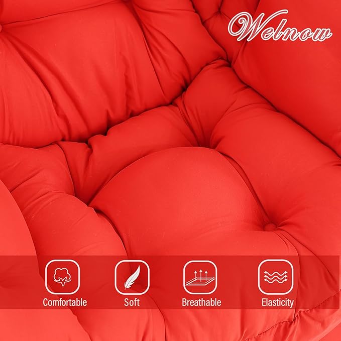 Welnow Lazy Chair with Ottoman, Modern Lounge Accent Chair with Armrests and a Side Pocket, Leisure Sofa Armchair Set, Reading Armchair with Footrest for Small Space, Red