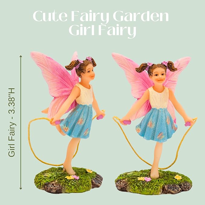 PRETMANNS Fairies for Fairy Garden - Boy & Girl Figurines – Cute Accessories for Indoor or Outdoor Miniature Garden – 2-Piece Set