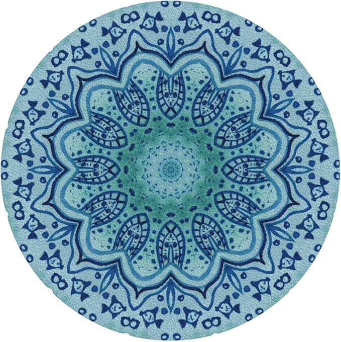 Mandala Boho Blue Purple Coasters Set of 6 Coasters for Drinks Absorbent Double-Sided Leather PVC Coaster for Tabletop Protection Coffee Table Decor Ideal for Home Decor House Warming Gifts