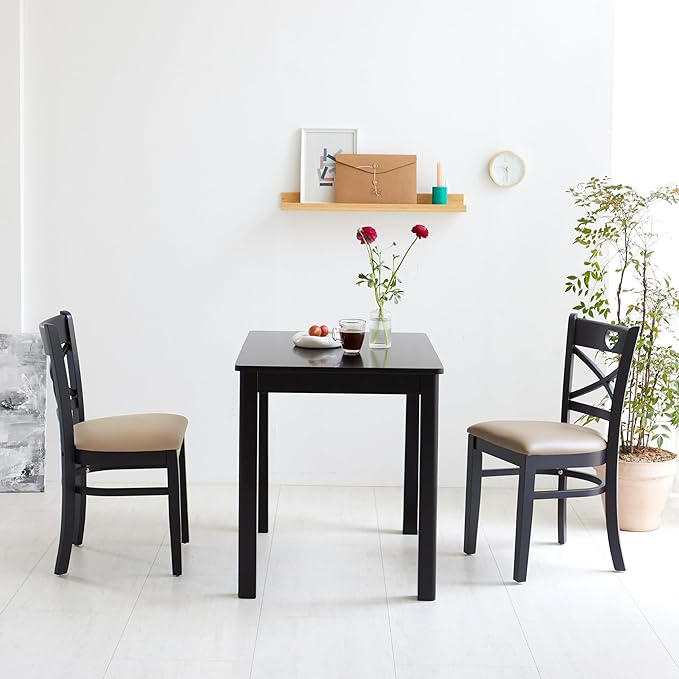 Livinia Cabin 33.5" Wooden Dining Table/Small Rectangular Modern Farmhouse Solid Wood Kitchen Table Desk (Black)