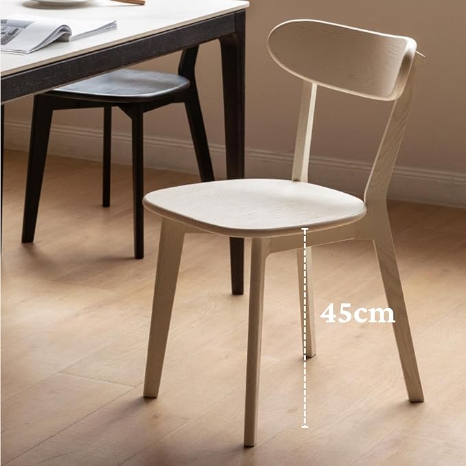 100% Solid Oak Wood Dining Chairs,Mid Century Modern Dining Chairs with Rounded Backrest,Kitchen,Dining Room Chairs Set of 1/2/4 (1, White Color)