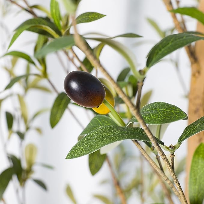 Phimos Artificial Olive Tree with Planter Pot Large Faux Olive Branches and Fruits Artificial Tree for Modern Home Office Living Room Floor Decor Indoor (7FT)