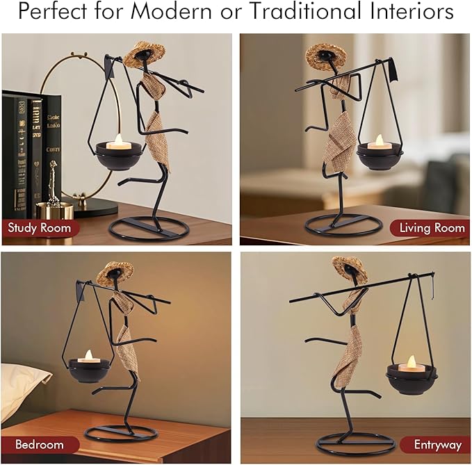 Notart Art Gallery | Creative African Tribal Lady Candle Holders, Tribal Lady Candle Holder Centerpieces, Iron Candlestick Holders for Home, Bar,Dining Table Decor, Personalizable Style Shelf Décor