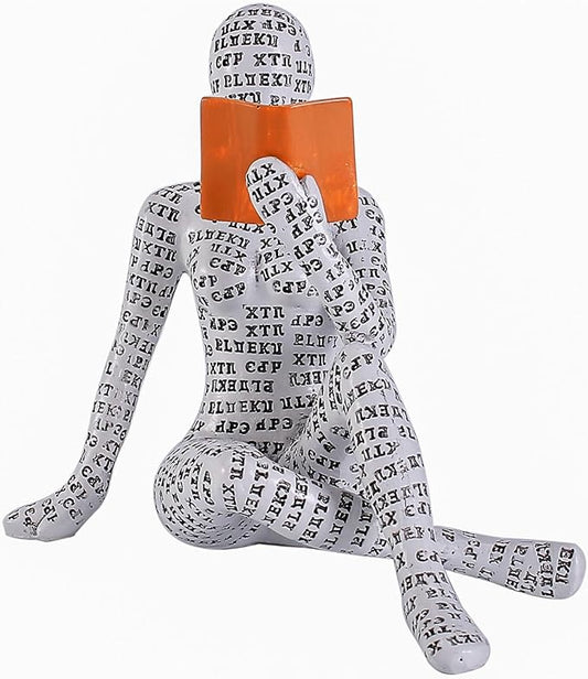 GRAPMKTG Home Decor Pulp Reading Women Thinker Statue Aesthetic Sculpture Room Decor Modern Abstract Decoration on Shelf Table Desk for Living Room Office Bedroom K