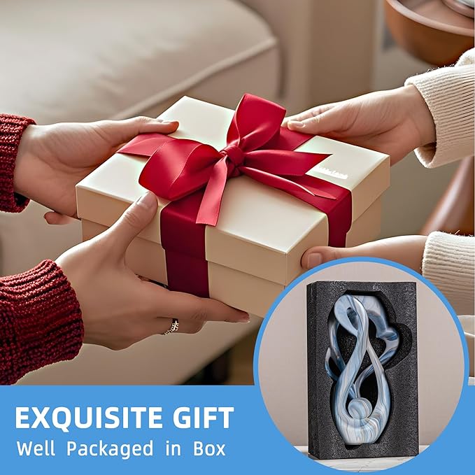 Blue Sculptures Home Decor, Ceramic Statues Coffee Table Decor for Living Room, Centerpiece for Dining Room Table, Shelf, Entry, Modern Minimalist Abstract Art Objects (2pcs)