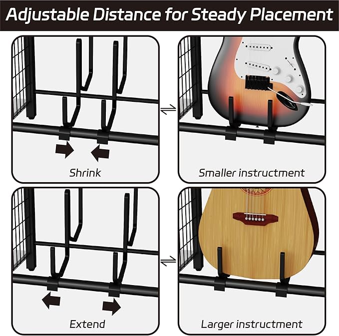 End Table with Guitar Stand,Record Player Stand,Vinyl Records Storage,2-Tier Guitar Stand for Acoustic, Electric Guitar,Bass,Turntable Stand Side Table for Music Room Studio Living Room-Modern White