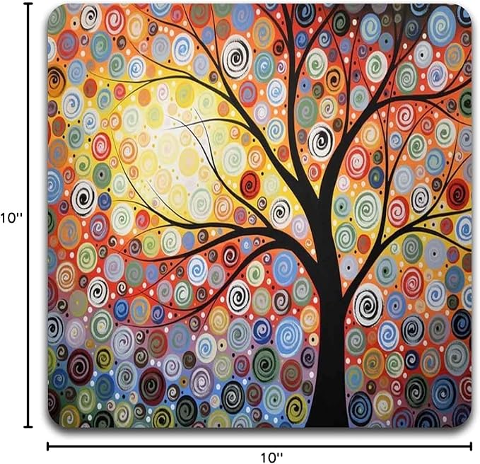 Color Tree of Life Square Coaster Set - Made of Recycled Rubber - Set of 4