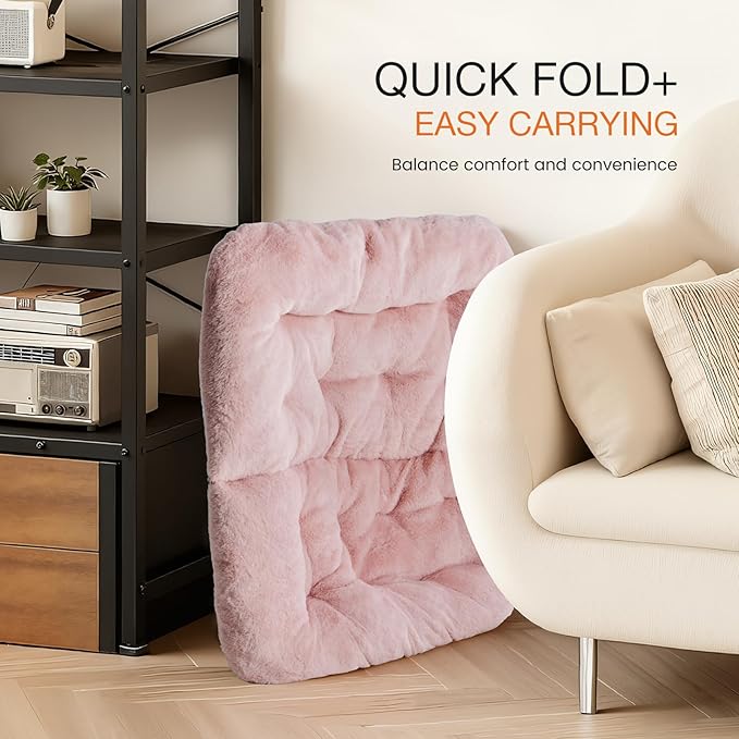 NEWBULIG Comfy Chair for Adults, Soft Faux Fur Foldable Lounge for Bedroom Living Room Dorm Rooms Flexible Reading Chair for Teens, Large Size, Square Shape