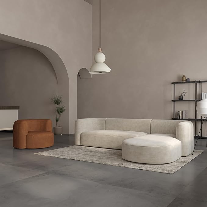 Acanva Luxury Modern Tight Curved Back Velvet Sofa, Minimalist Style Comfy Couch for Living Room Apartment Reception Space, Tangerine Single Chair Set of 2