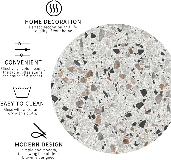 Terrazzo Coasters Set of 6 Coasters for Drinks Absorbent Double-Sided Leather PVC Coaster for Tabletop Protection Coffee Table Decor Ideal for Home Decor House Warming Gifts