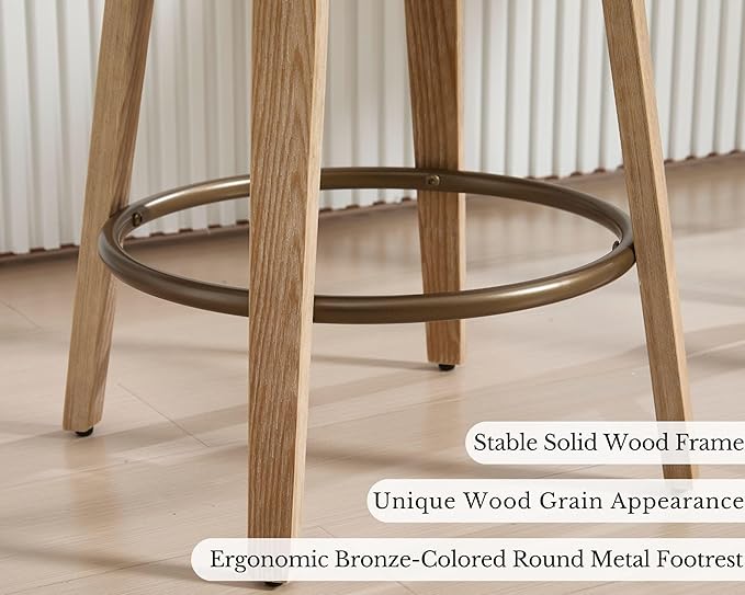 HNY 26 Inch Swivel Bar Stools with Back Set of 4, Green Linen Upholstered Counter Height Barstools with Solid Bentwood Frame, Round Footrest, Modern Barrel Counter Stools for Kitchen Island, Home Bar