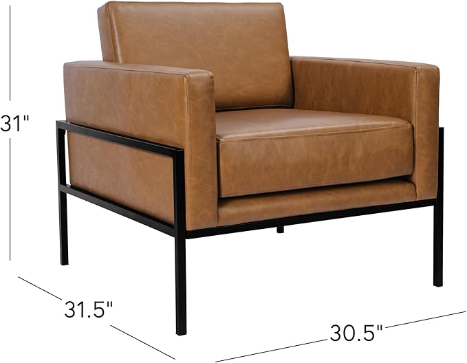 HomePop Modern Metal Frame Accent Chair Home Décor|Accent Chairs for Living Room & Bedroom - Carmel Faux Leather
