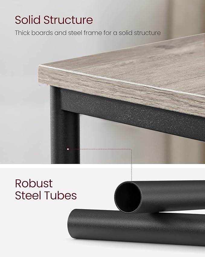 VASAGLE Side Table, Small End Table, Tall Nightstand for Living Room, Bedroom, Office, Bathroom, Greige and Classic Black ULET273B02