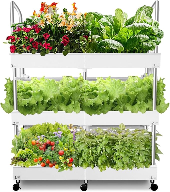 Large 3-Tier Indoor Hydroponics System Kit with Grow Lights, Double Water Pump Indoor Garden, and 72 Large Pods for Vegetables Herbs Microgreens
