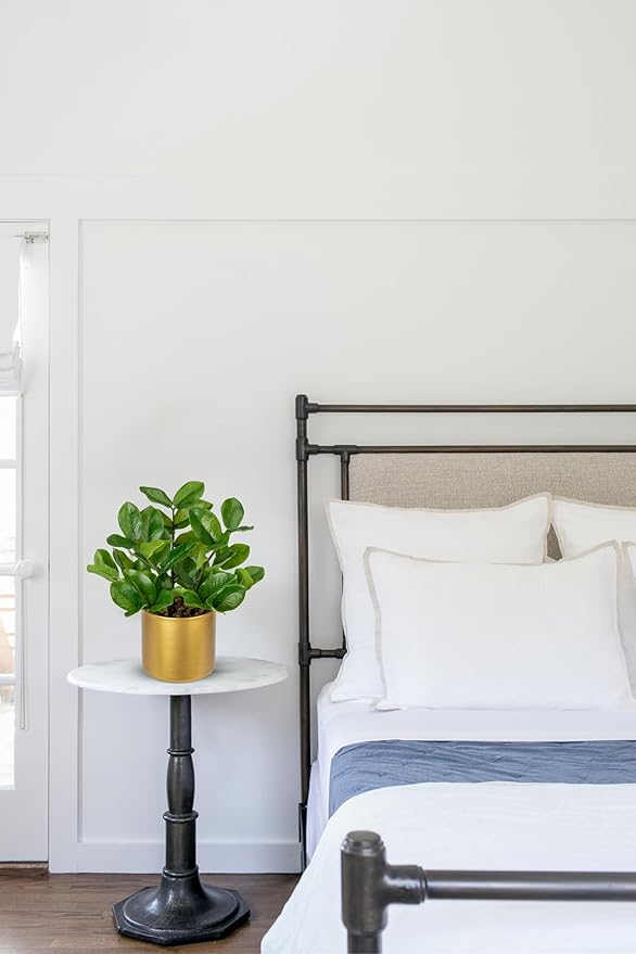 Briful Faux Plants Indoor Artificial ZZ Plant with Gold Pot 11.8in Realistic Fake Silk Plants for Home Office Bathroom Kitchen Dining Table Centerpiece Decoration