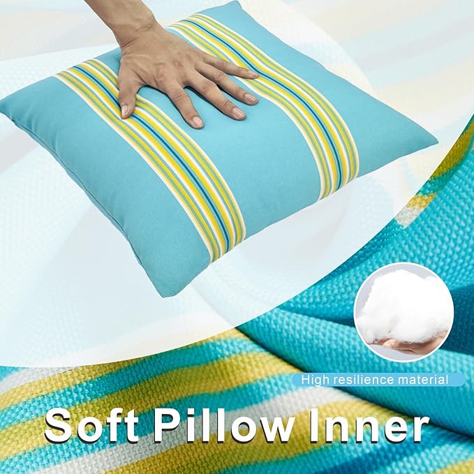 JMGBird Outdoor Pillows for Patio Furniture 18''x18'' Decorative Throw Pillows with Inserts, Square Pillow for Couch, Sofa, Bench, Chair