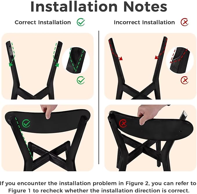 DELAVIN Soild Wood Dining Chairs Set of 6, Mid Century Oak Wood Kitchen Chairs, Vintage Dining Room Chairs Set Suitable for Kitchen, Black