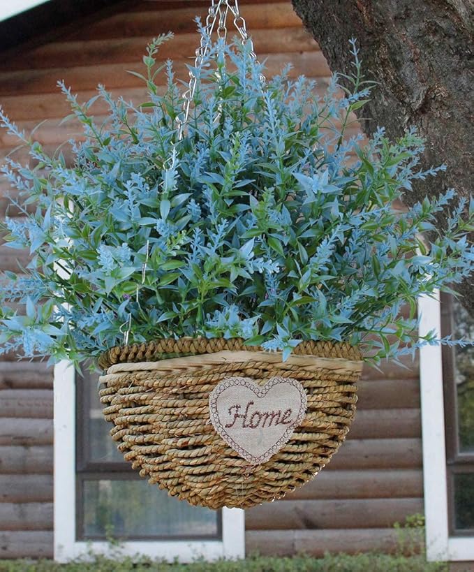 Blue Artificial Flowers for Outdoor Faux Outdoor Flowers Artificial Flowers That Look Real Outdoor Fake Flowers Outdoor Flowers Artificial for Porch Artificial Lavender Flowers for Outdoors(Blue)