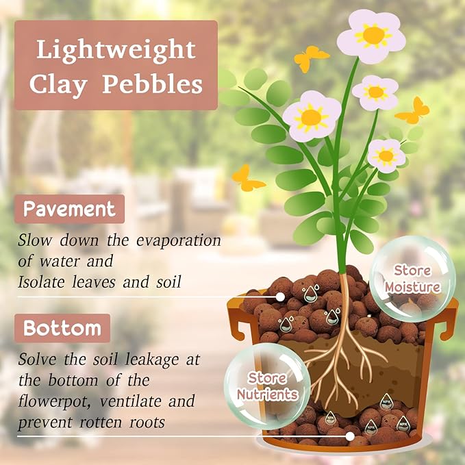 Legigo 8 LB Organic Leca Clay Pebbles for Plants, 4mm-16mm 100% Natural Leca Balls for Indoor Plants, Hydroton Clay Pebbles for Plants Hydroponic Aquaponics Growing Orchid Drainage Terrarium