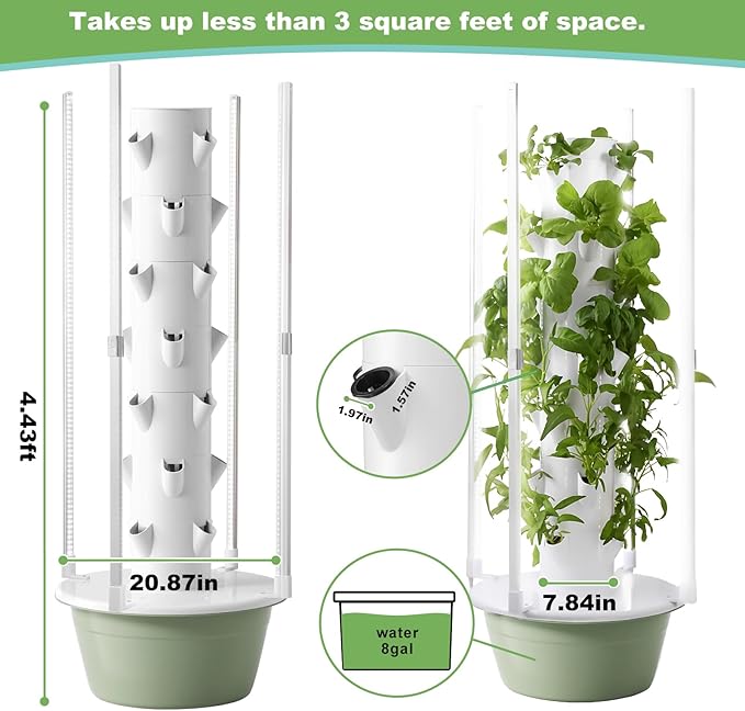 Hydroponic Growing System Kit with LED Grow Lights, Vertical Hydroponic Tower, Indoor Herb Garden, 28 Planting Pods,Lettuce Growing Garden