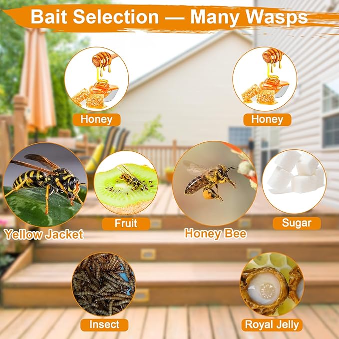 6 Pack Disposable Wasp Traps Outdoor Hanging Carpenter Bee Traps for Outside Yellow Jacket Trap Hornet Trap Wasp Catcher Killer for Bug Flies Patio Garden