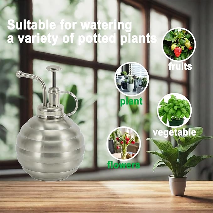 Plant Mister Spray Bottle, 500ml/17oz, Vintage Style Water Sprayer (Silver, 17OZ)