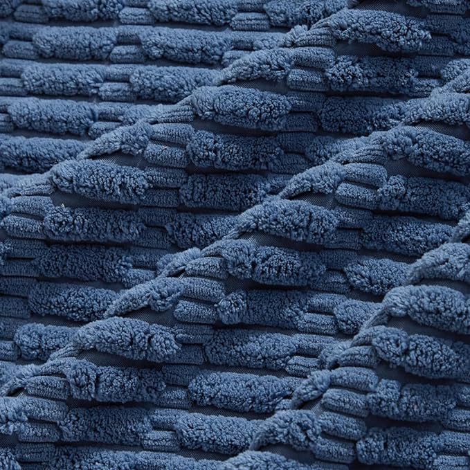 Fancy Homi 4 Packs Dusty Blue Decorative Throw Pillow Covers 26x26 Inch for Living Room Couch Bed Sofa, Rustic Farmhouse Boho Home Decor, Soft Plush Striped Corduroy Square Cushion Case 66x66 cm