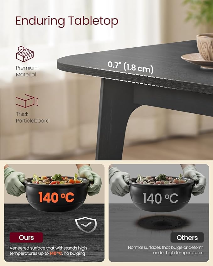 VASAGLE Dining Table for 4/6/8, Extendable Kitchen Table with Tapered Legs, Curved Transitions, for Dining Room, Kitchen, Home Office, Charcoal Gray UKDT090B01V1