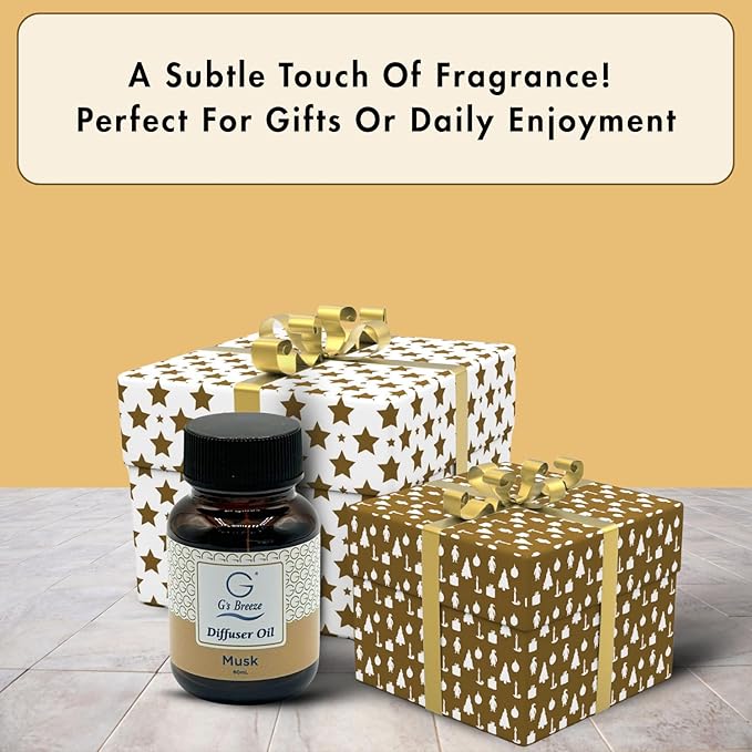 G’s Breeze Musk Diffuser Oil Refill – Warm, Rich & Soothing Musk Scent – Ideal for Bedrooms, Living Rooms, Offices & More – Elevate Your Space with a Timeless Aroma – 60 ML