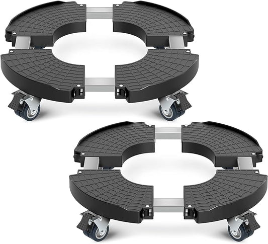 sanyi Plant Caddy with Wheels, 2 Pack 8-21" Adjustable Rolling Plant Stands with Wheels Heavy Duty Large Plant Potted Trolley Dolly Cart Garden Tower Pot Greenstalk Vertical Planter Umbrella Base