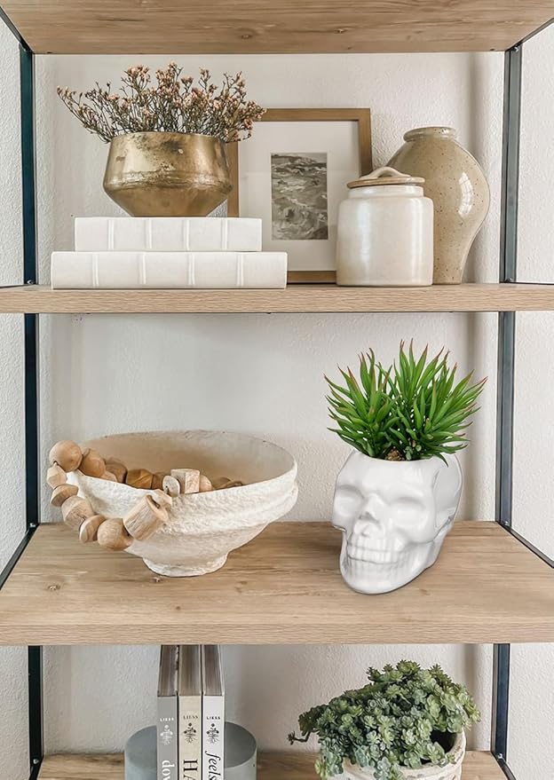 Small Fake Succulents Plants Artificial Succulents in Pots Set of 2 Mini Succulent Plant Realistic Faux Plants Skull Artificial Succulent Plants for Home Office Table Bedroom Bathroom Shelf Decor